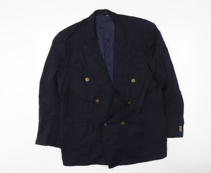 Button Hole Mens Blue Polyester Jacket Suit Jacket Size 46