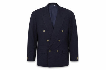 Button Hole Mens Blue Polyester Jacket Suit Jacket Size 46