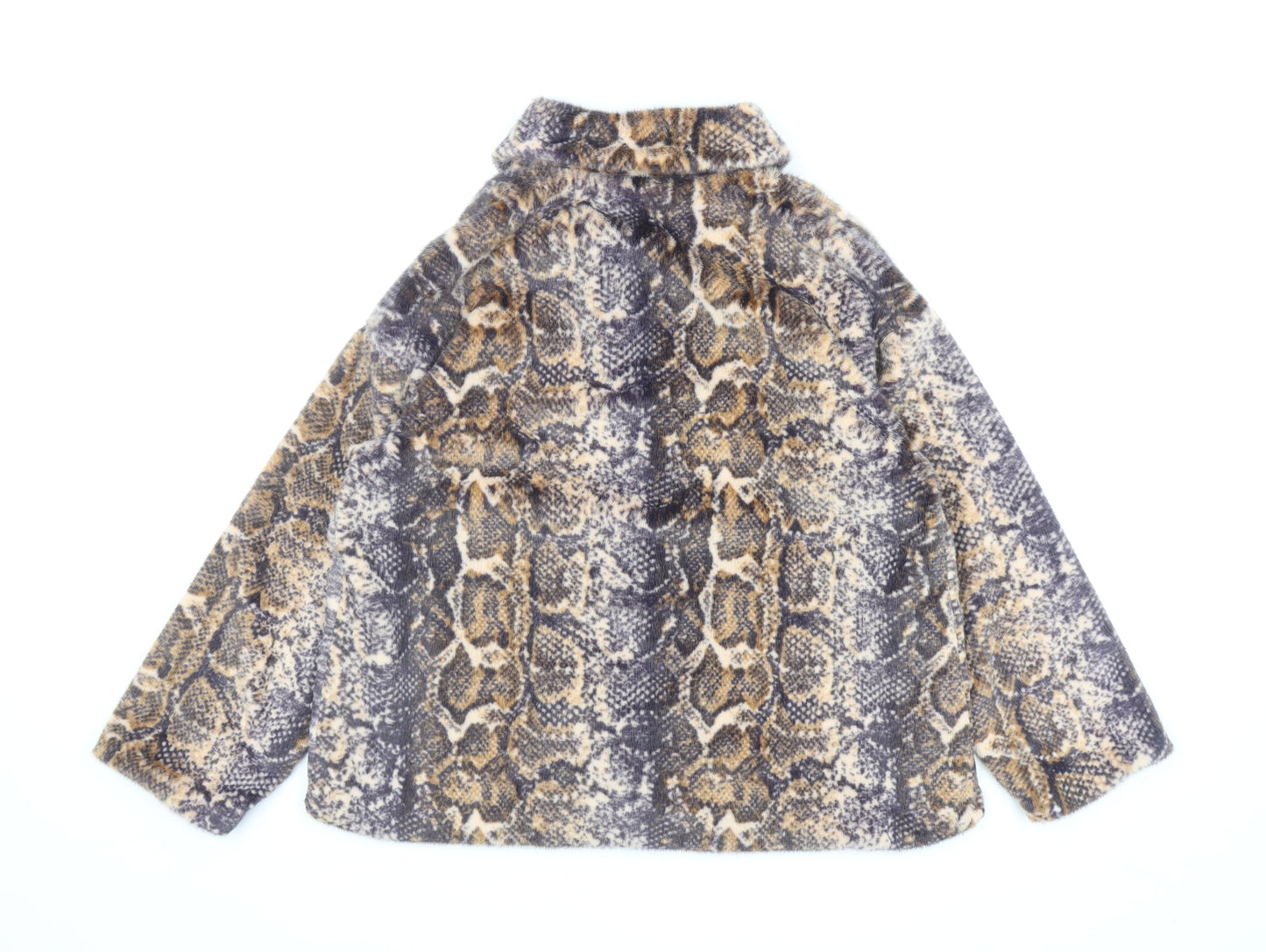 Sarta Womens Brown Animal Print Jacket Coat Size M Snap - Snake Print