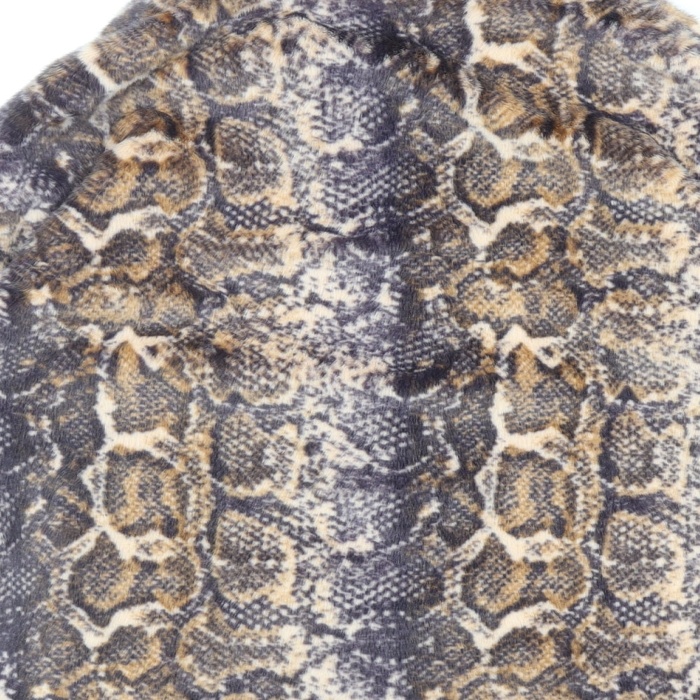 Sarta Womens Brown Animal Print Jacket Coat Size M Snap - Snake Print