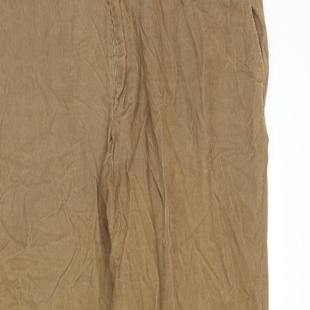 Marks and Spencer Mens Brown Cotton Trousers Size XL L28 in Regular Zip