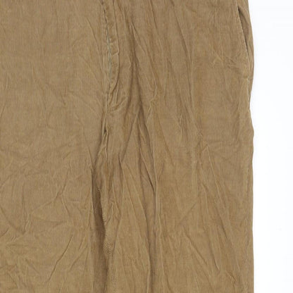 Marks and Spencer Mens Brown Cotton Trousers Size XL L28 in Regular Zip