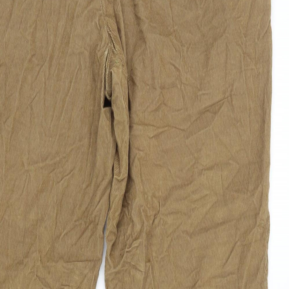 Marks and Spencer Mens Brown Cotton Trousers Size XL L28 in Regular Zip