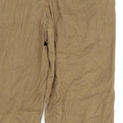 Marks and Spencer Mens Brown Cotton Trousers Size XL L28 in Regular Zip