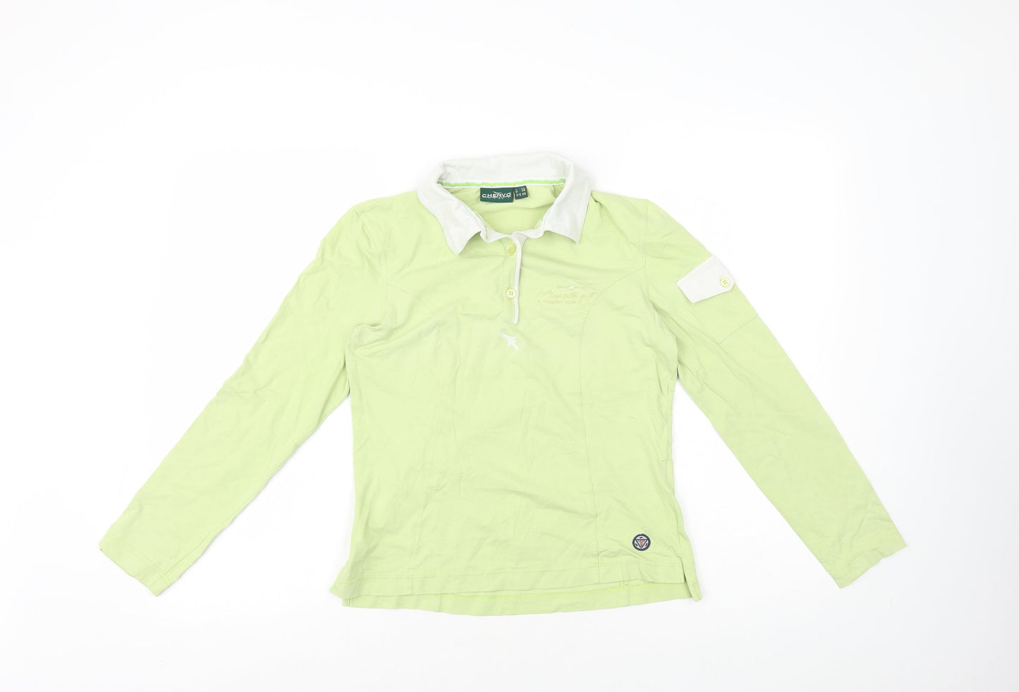 Chervo Womens Green Cotton Basic Polo Size 12 Collared