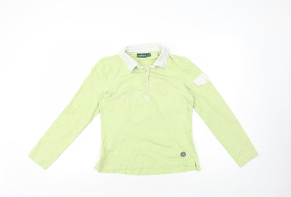 Chervo Womens Green Cotton Basic Polo Size 12 Collared