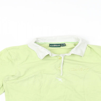 Chervo Womens Green Cotton Basic Polo Size 12 Collared