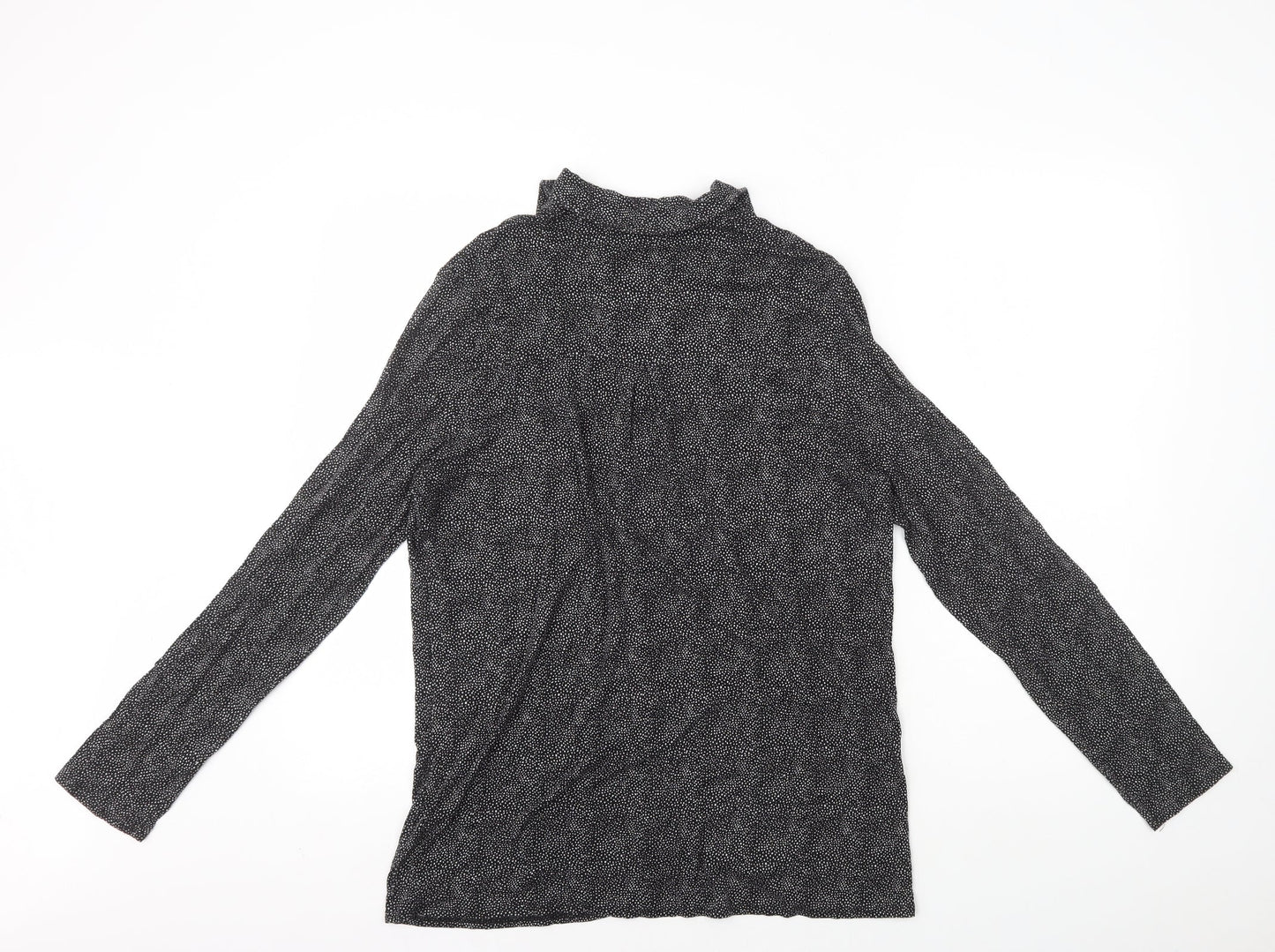 TU Womens Black Polka Dot Viscose Basic Button-Up Size 12 Collared