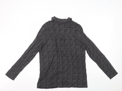 TU Womens Black Polka Dot Viscose Basic Button-Up Size 12 Collared