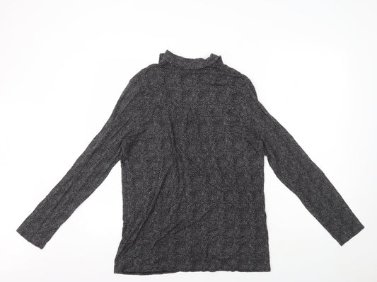 TU Womens Black Polka Dot Viscose Basic Button-Up Size 12 Collared