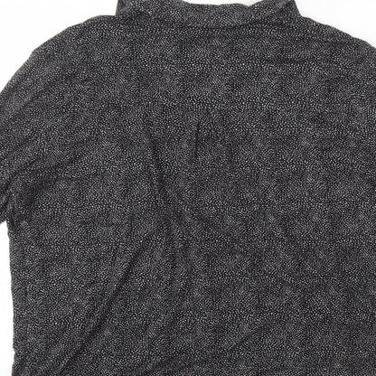 TU Womens Black Polka Dot Viscose Basic Button-Up Size 12 Collared