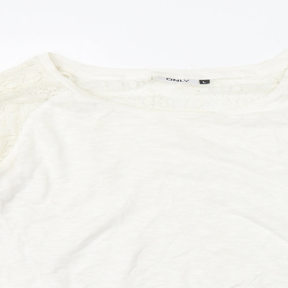 Womens UK Size L Only White Pullover Jumper