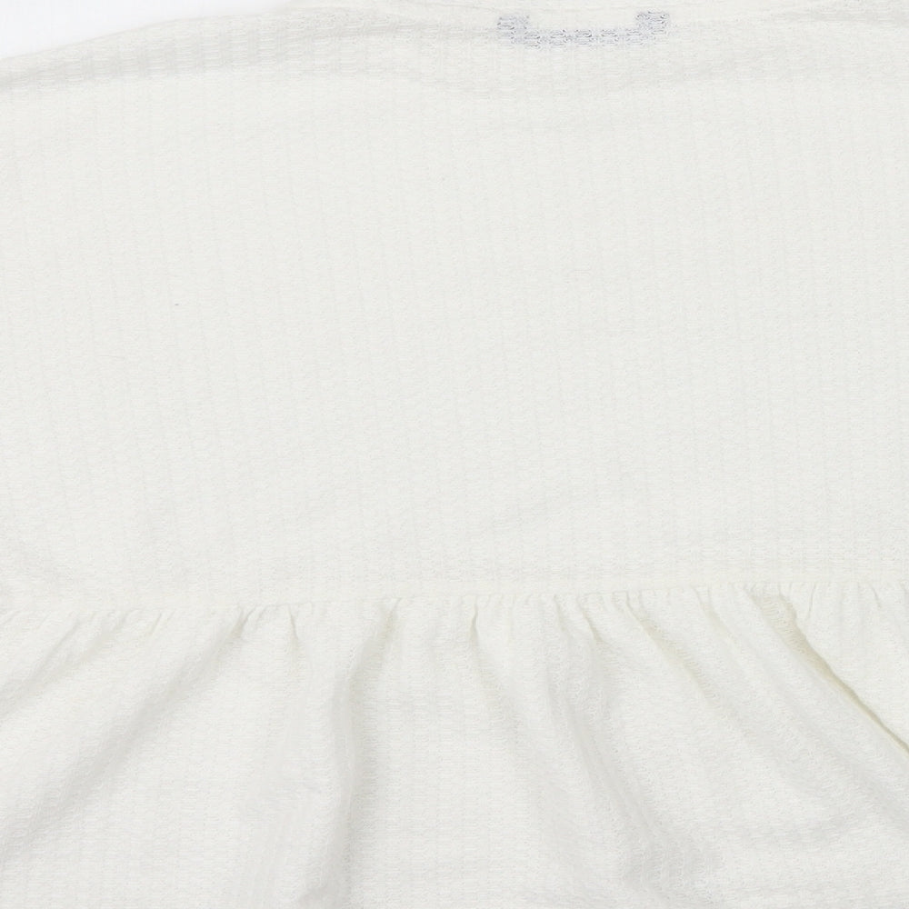 SheIn Womens White Polyester Basic T-Shirt Size XS Round Neck - Peplum