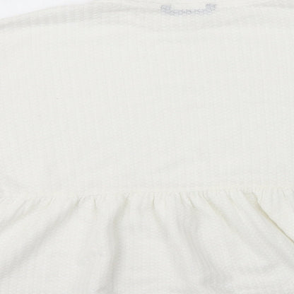 SheIn Womens White Polyester Basic T-Shirt Size XS Round Neck - Peplum