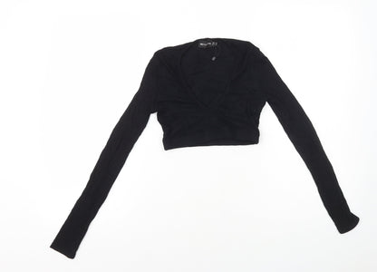 Womens UK Size 4 PRETTYLITTLETHING Black Cropped T-Shirt