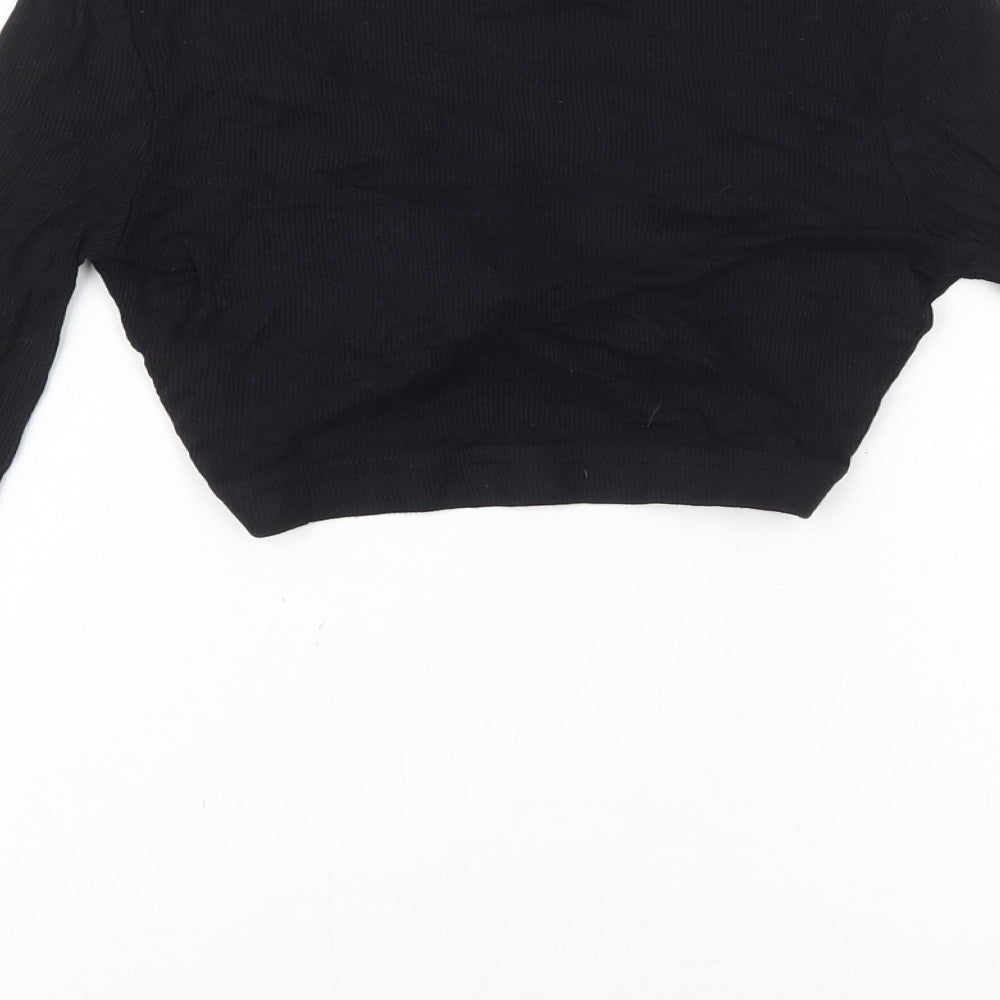 Womens UK Size 4 PRETTYLITTLETHING Black Cropped T-Shirt