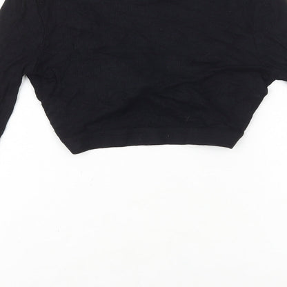 Womens UK Size 4 PRETTYLITTLETHING Black Cropped T-Shirt