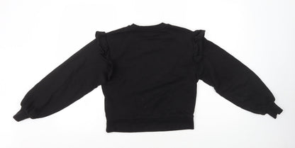 Primark Womens Black Polyester Pullover Sweatshirt Size 2XS Pullover - Ruffle Shoulder