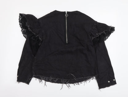 Womens UK Size XS Zara Grey Basic Blouse