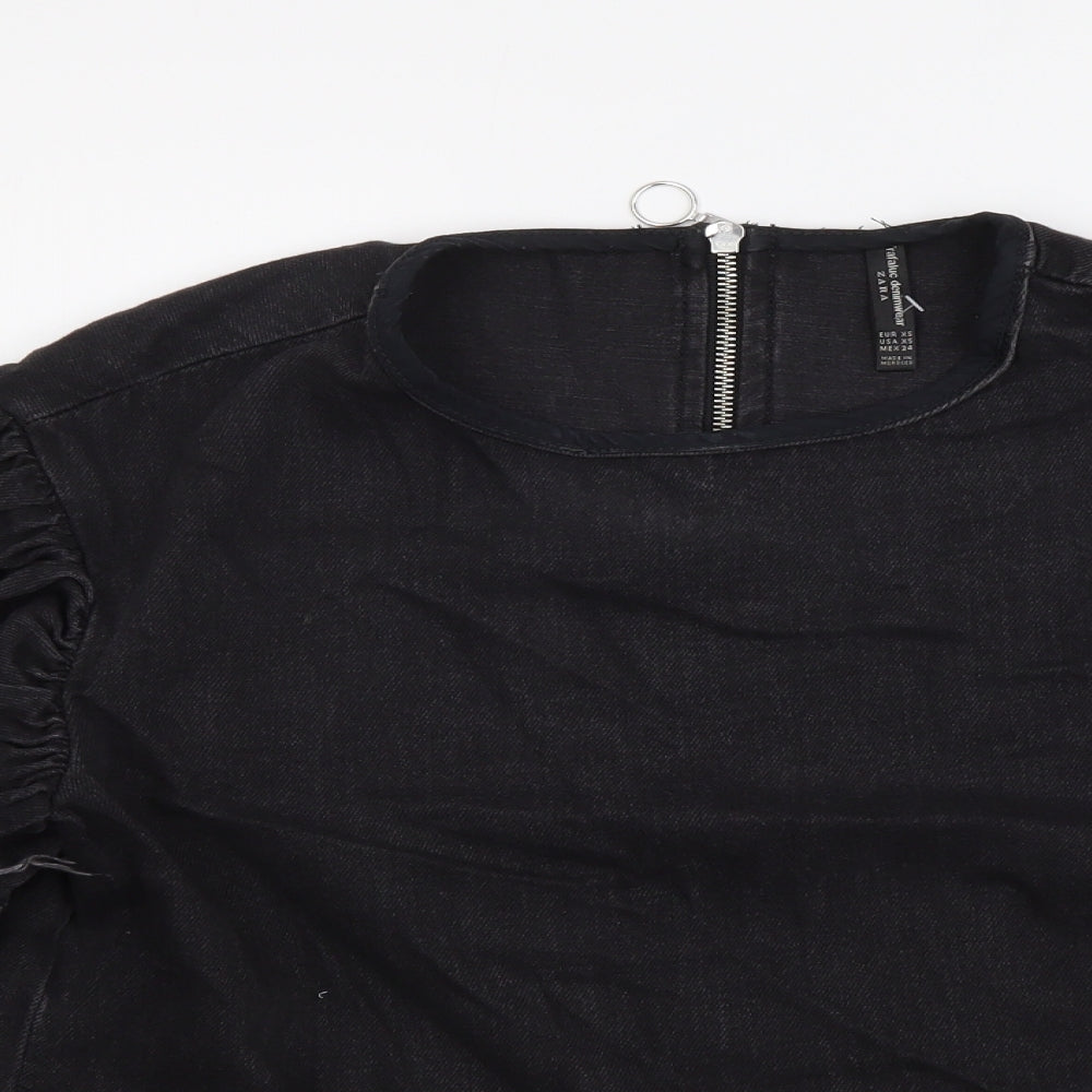 Womens UK Size XS Zara Grey Basic Blouse