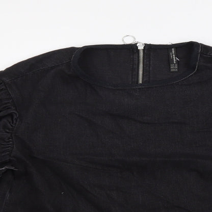 Womens UK Size XS Zara Grey Basic Blouse