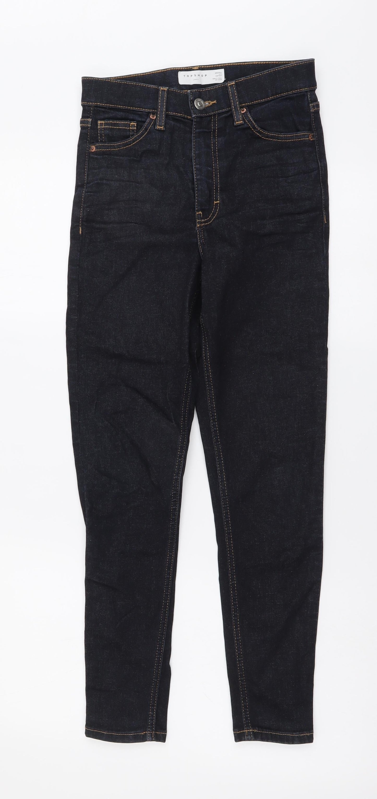 Topshop Womens Blue Cotton Skinny Jeans Size 26 in L30 in Regular Button