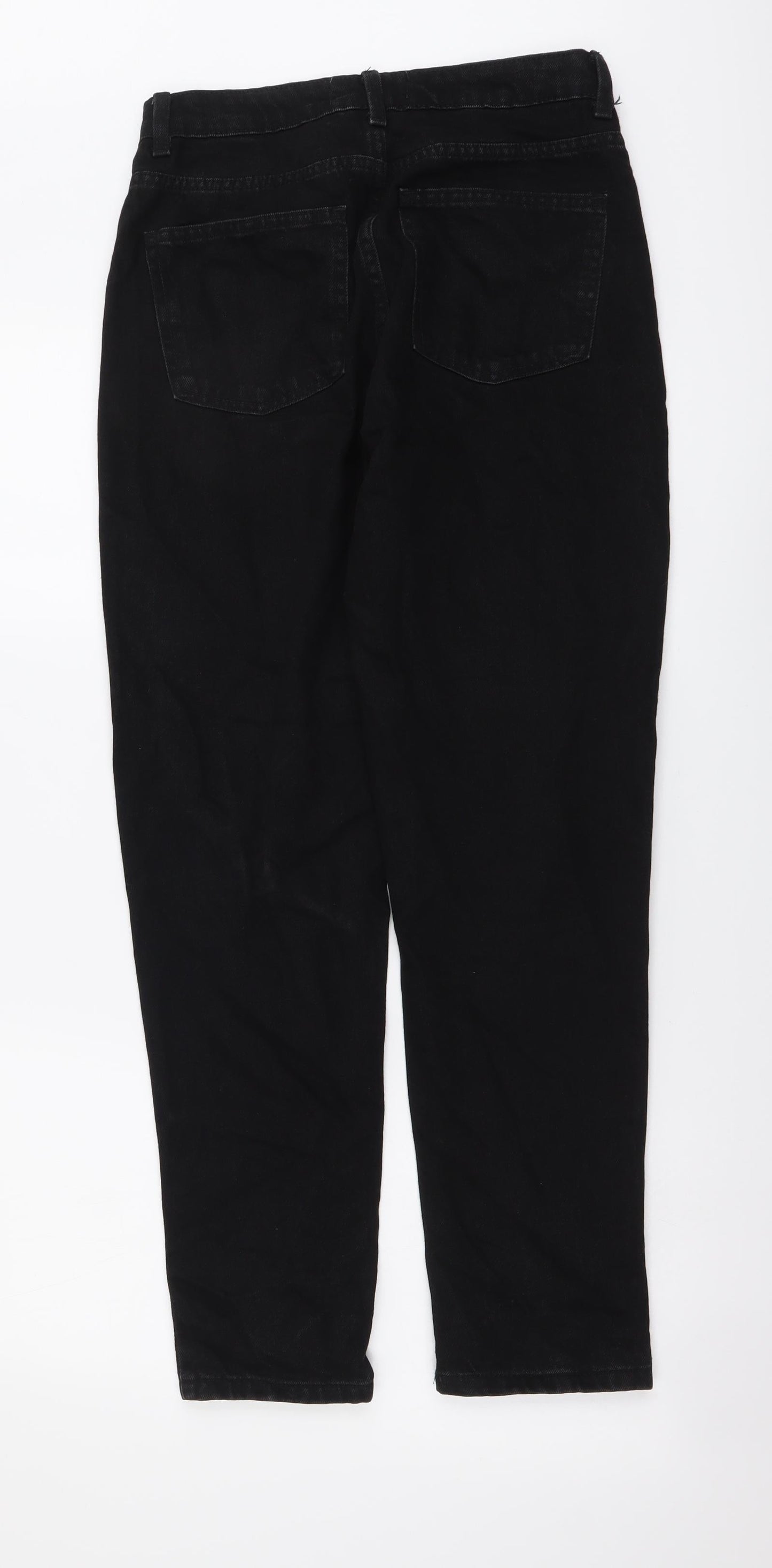 Denim & Co. Womens Black Cotton Mom Jeans Size 8 L28 in Regular Button