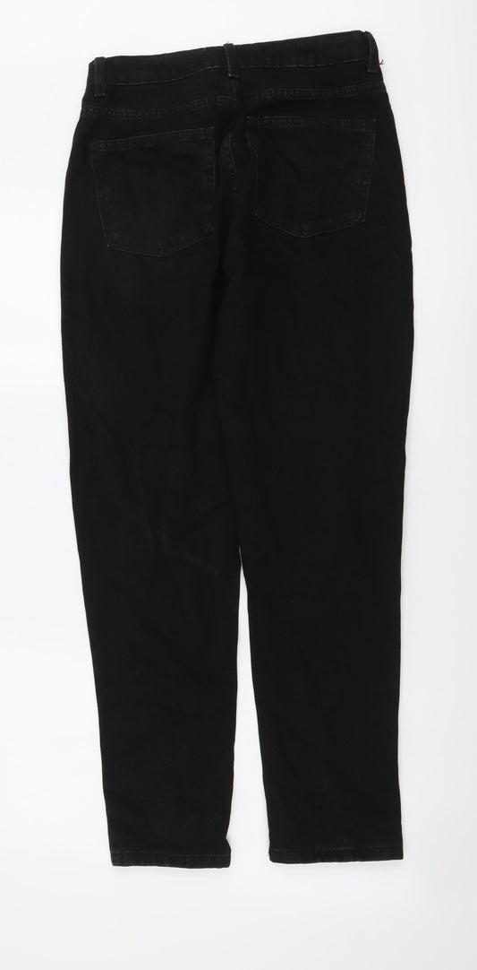 Denim & Co. Womens Black Cotton Mom Jeans Size 8 L28 in Regular Button