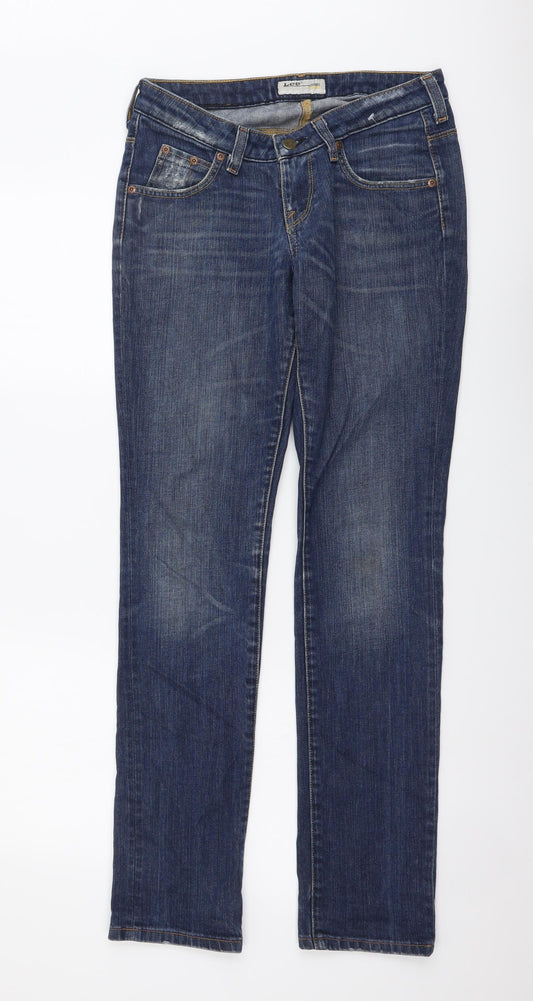 Lee Womens Blue Cotton Straight Jeans Size 27 in L31 in Regular Button