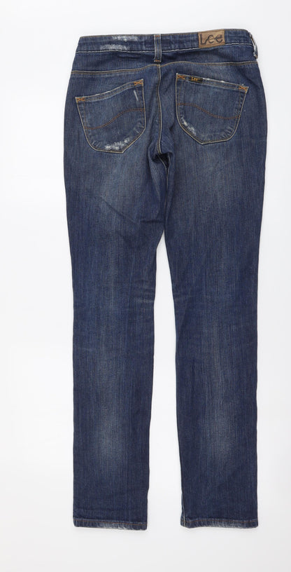 Lee Womens Blue Cotton Straight Jeans Size 27 in L31 in Regular Button