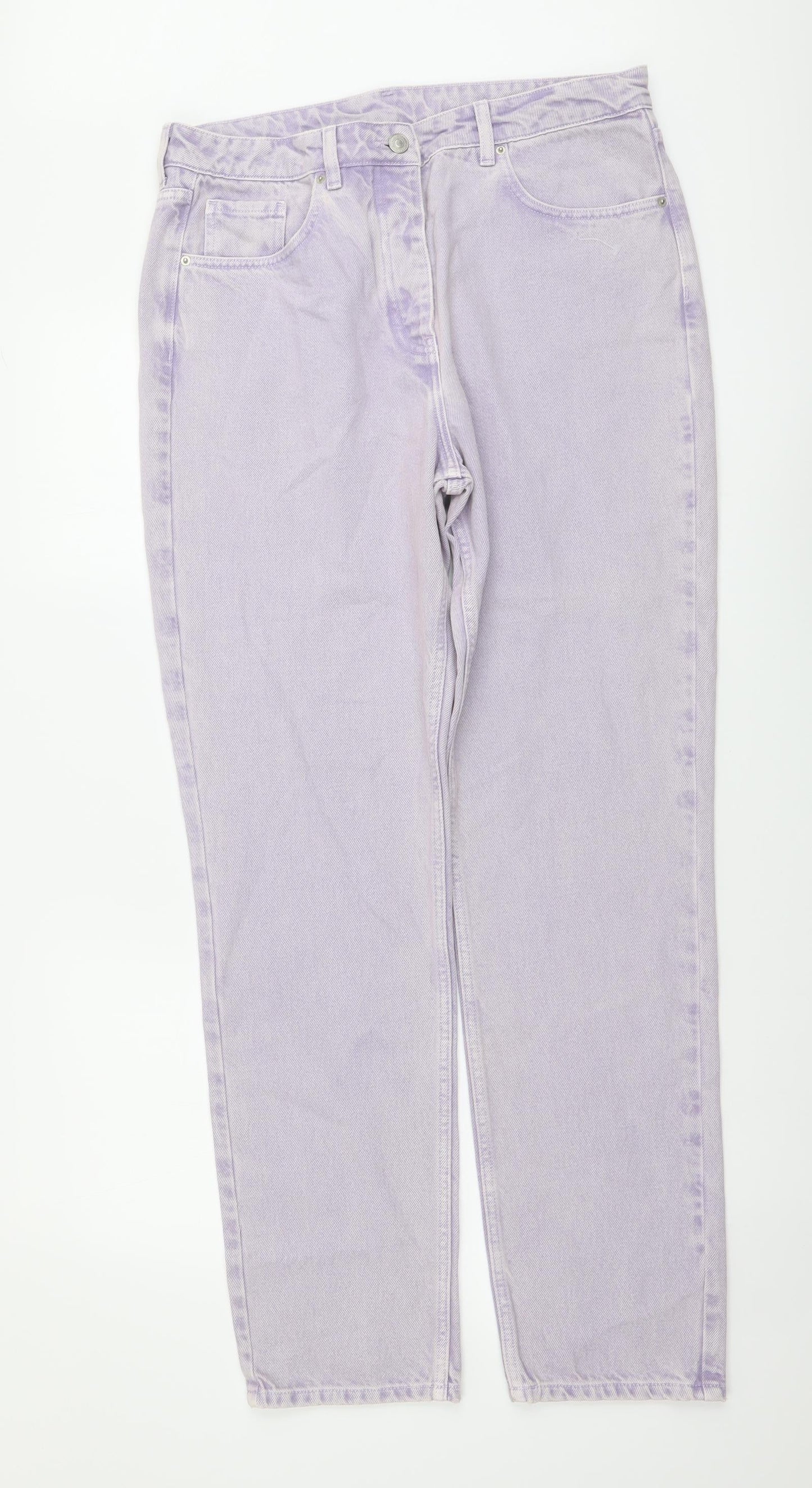 NEXT Womens Purple Cotton Mom Jeans Size 32 in L31 in Regular Button