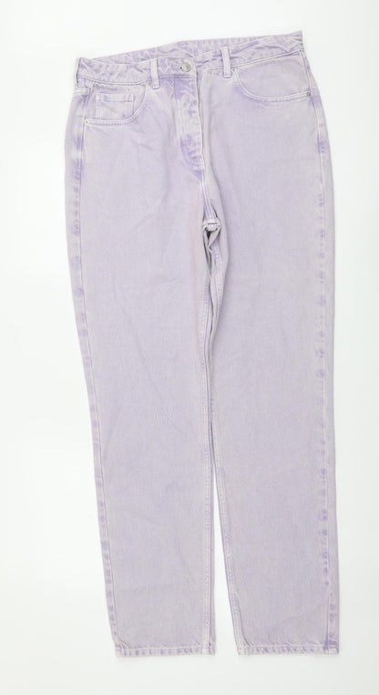 NEXT Womens Purple Cotton Mom Jeans Size 32 in L31 in Regular Button