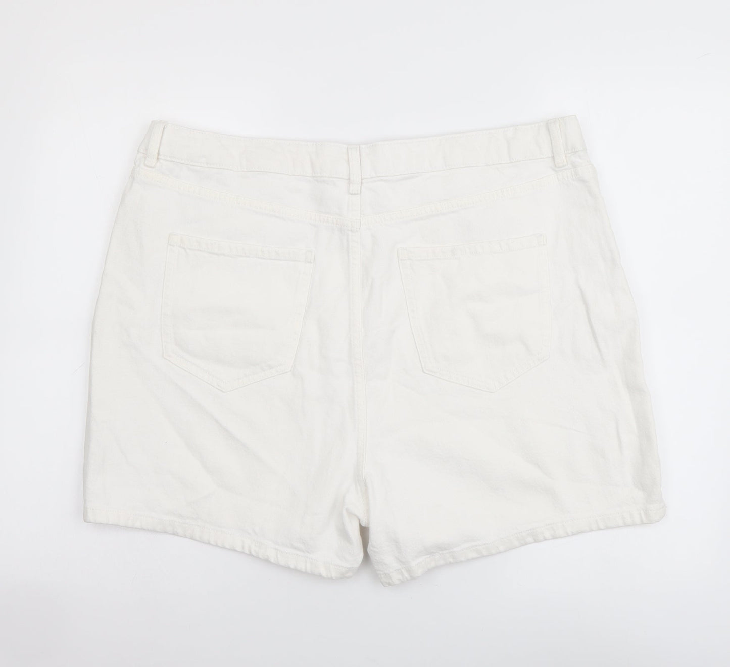 Marks and Spencer Womens White Cotton Mom Shorts Size 20 L4 in Regular Button