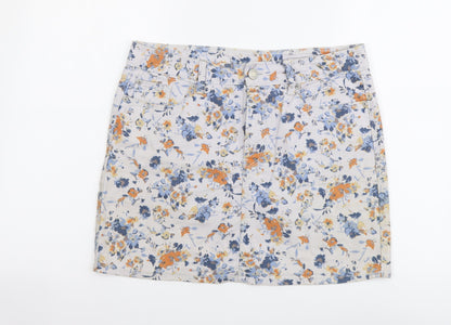Gap Womens Multicoloured Floral Cotton Mini Skirt Size 8 Button