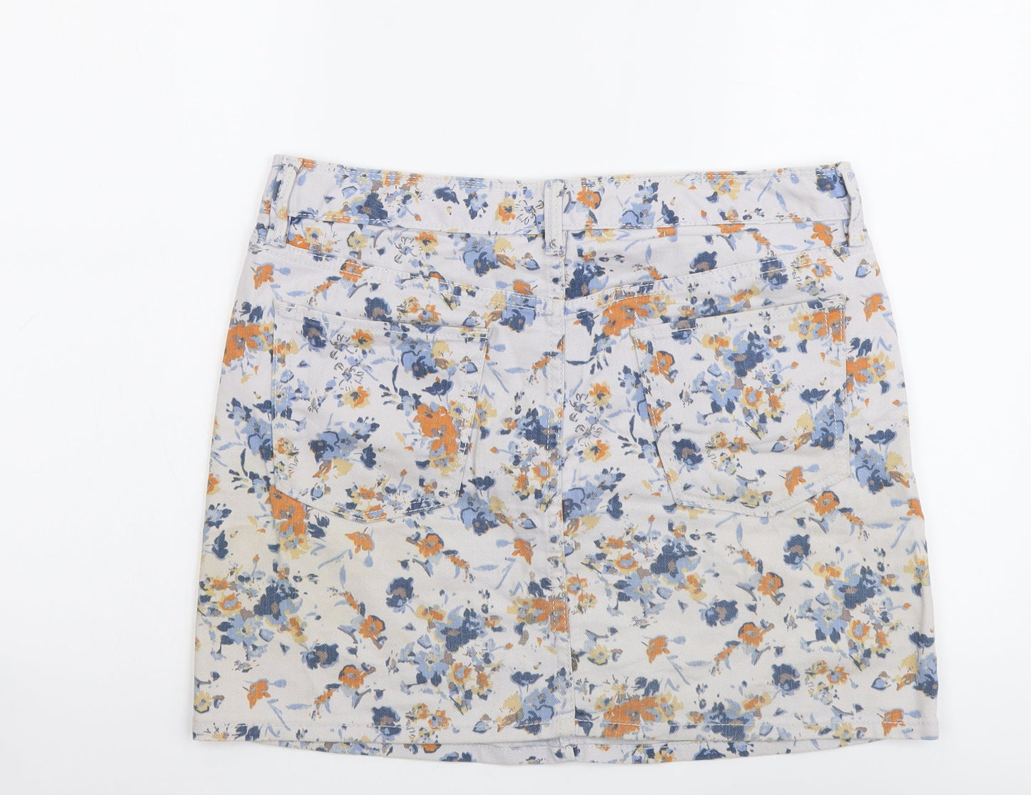 Gap Womens Multicoloured Floral Cotton Mini Skirt Size 8 Button