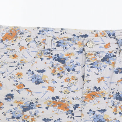 Gap Womens Multicoloured Floral Cotton Mini Skirt Size 8 Button