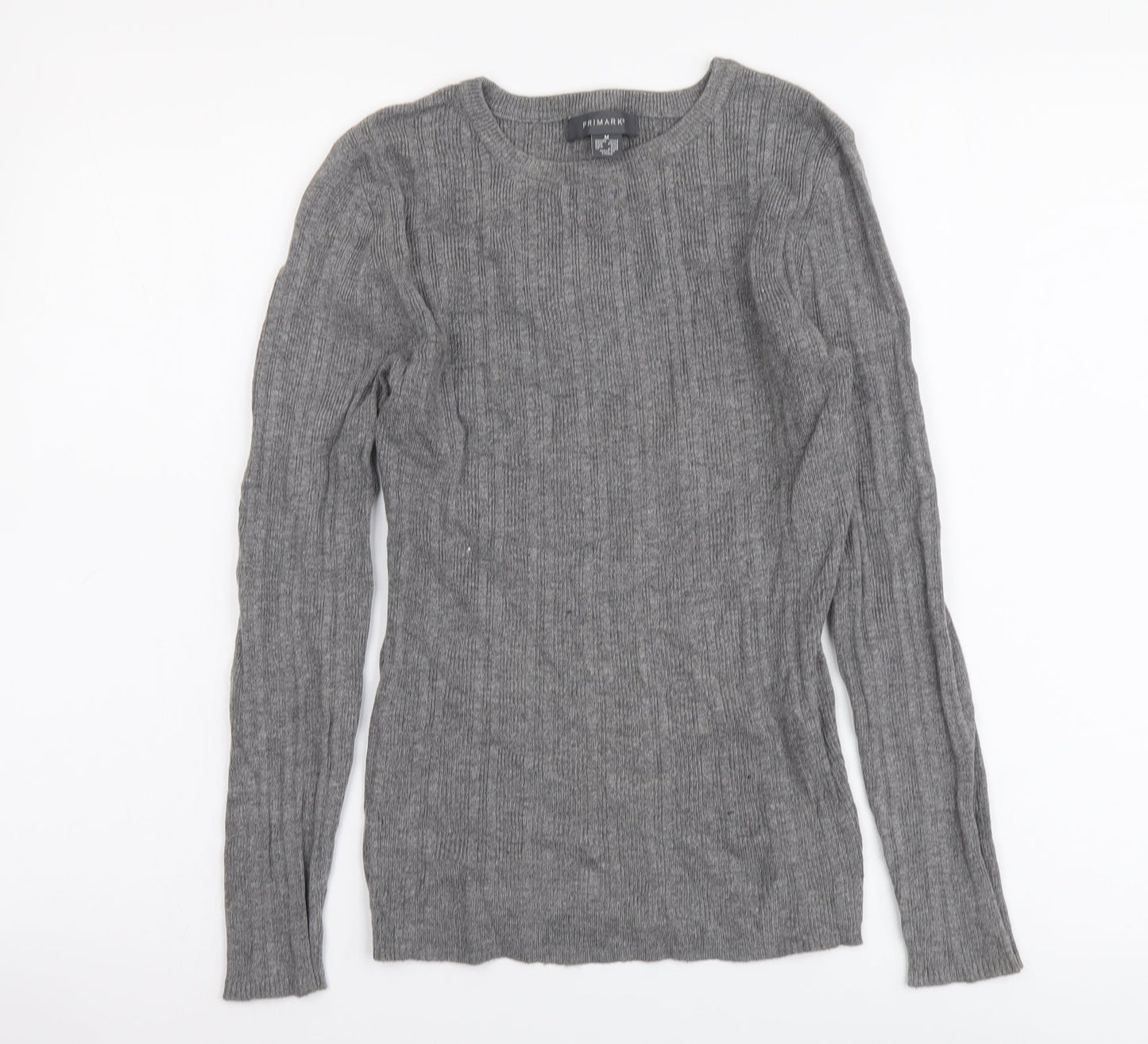 Primark Womens Grey Round Neck Acrylic Pullover Jumper Size M