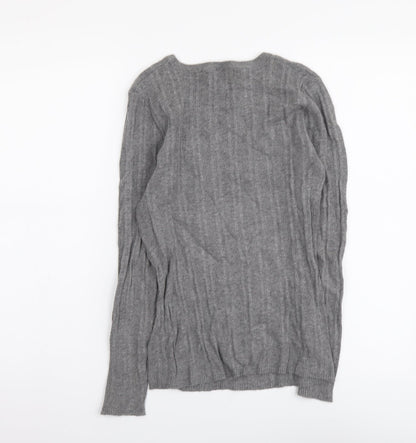 Primark Womens Grey Round Neck Acrylic Pullover Jumper Size M