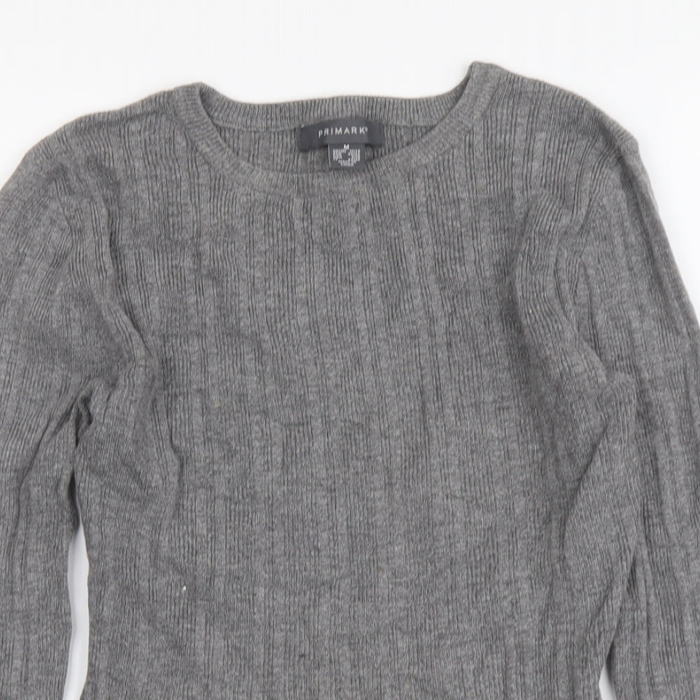 Primark Womens Grey Round Neck Acrylic Pullover Jumper Size M