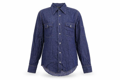 Moogie Womens Blue Cotton Basic Button-Up Size S Collared