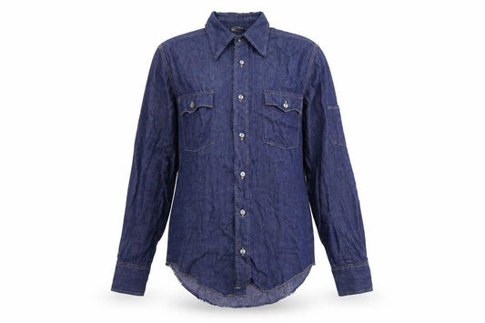 Moogie Womens Blue Cotton Basic Button-Up Size S Collared