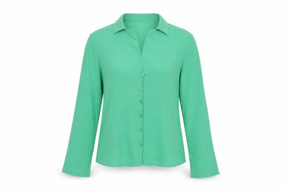 Womens UK Size 8 Primark Green Basic Button-Up