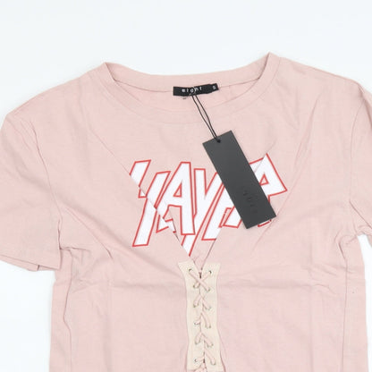 Womens UK Size S Eight Pink Basic T-Shirt