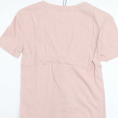 Womens UK Size S Eight Pink Basic T-Shirt
