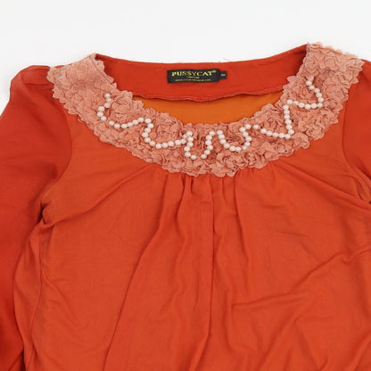 Womens UK Size S Pussycat London Orange Basic Blouse