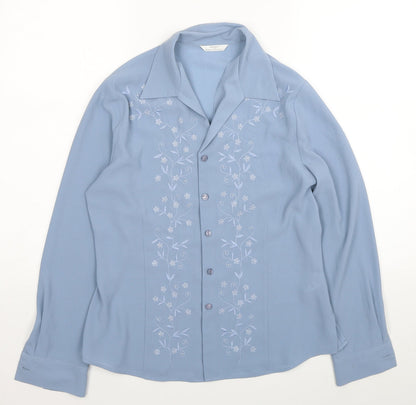 Womens UK Size 12 Marks and Spencer Blue Basic Button-Up