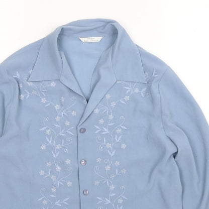 Womens UK Size 12 Marks and Spencer Blue Basic Button-Up