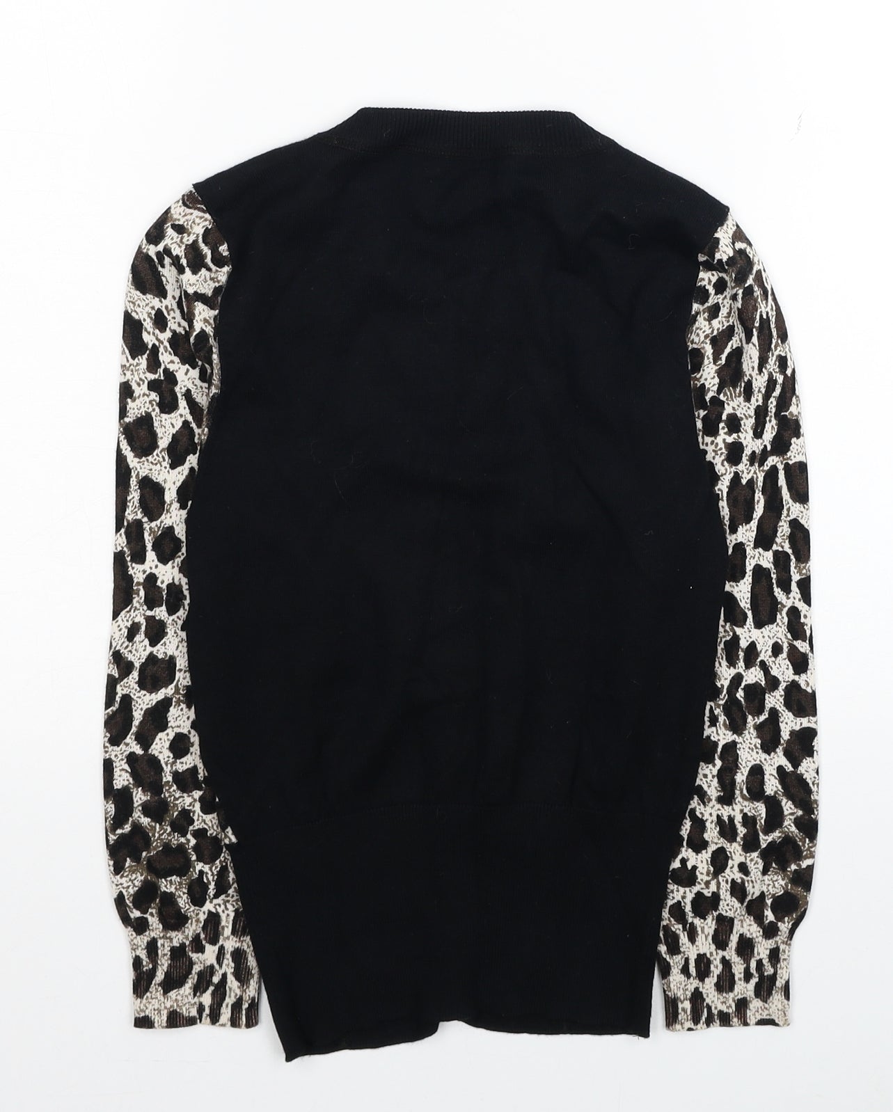 Karen Millen Womens Multicoloured Round Neck Animal Print Viscose Cardigan Jumper Size 6 - Leopard Print Label size 1