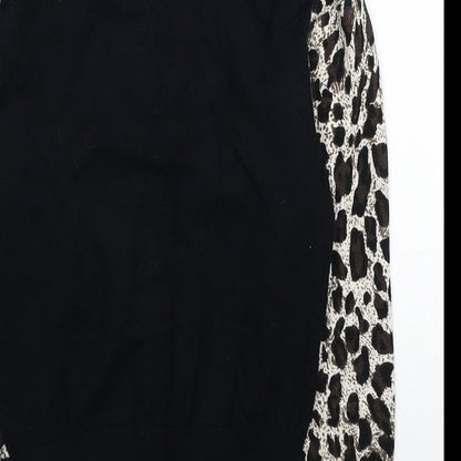Karen Millen Womens Multicoloured Round Neck Animal Print Viscose Cardigan Jumper Size 6 - Leopard Print Label size 1