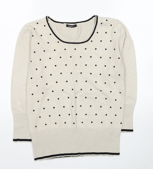 Womens UK Size 10 Roman Beige Pullover Jumper